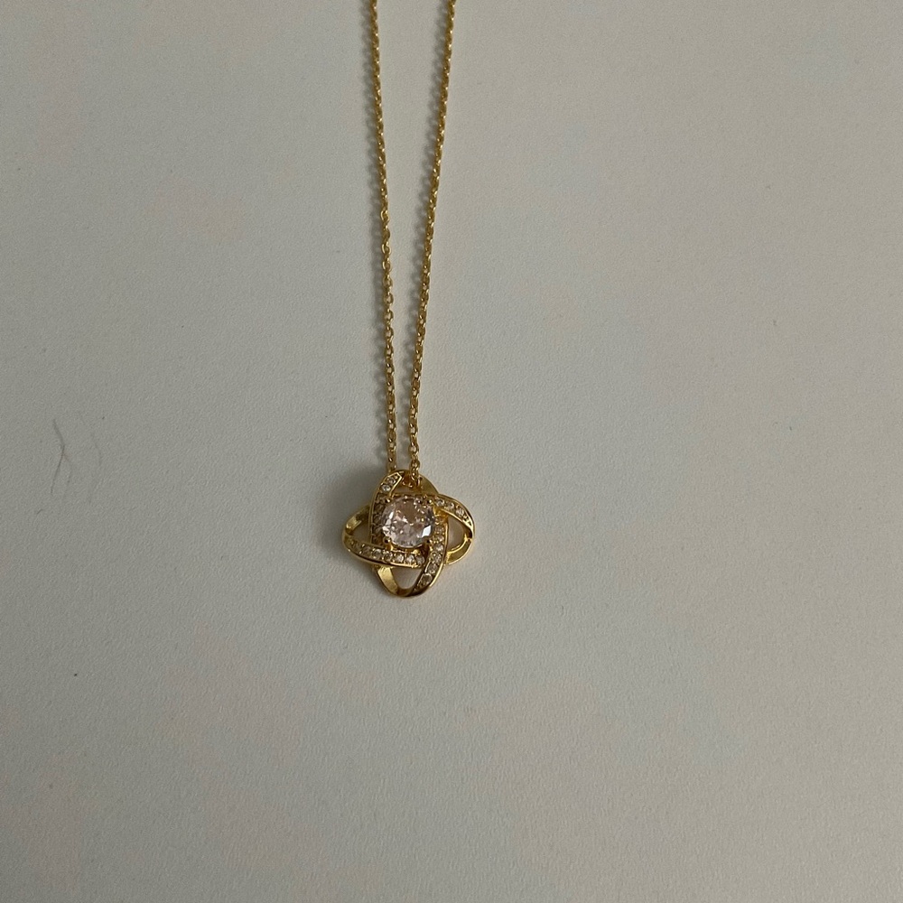 Gold-Tone Knot Pendant Necklace with Center Stone - Women Jewelry